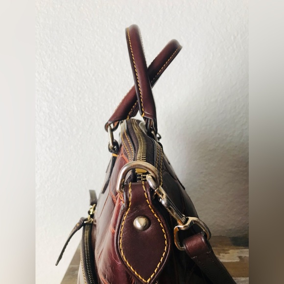 Dooney & Bourke Croc Embossed Double Pocket Satchel - Picture 5 of 12